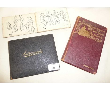 Small sketch book c.1940s attributed to a P.PONTIN, an illustrated autograph book c.1920s and "Crathie Churches &amp; Royal B