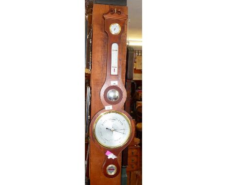 Mahogany banjo barometer