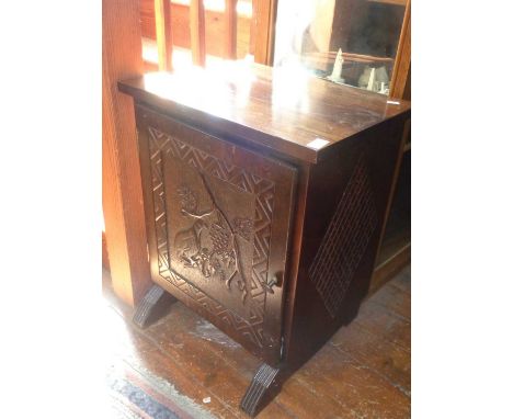 Cypriot bedside table with carved door, made by the school for the blind