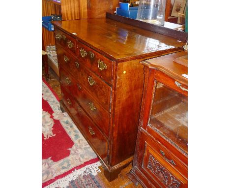 George III cross banded burr walnut veneered chest of drawers with brass handles standing on bracket feet 40" wide x 37" high