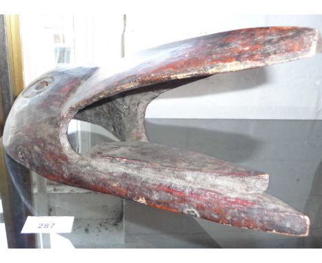 Tribal Art - painted wood Native America ? birds head and beak mask