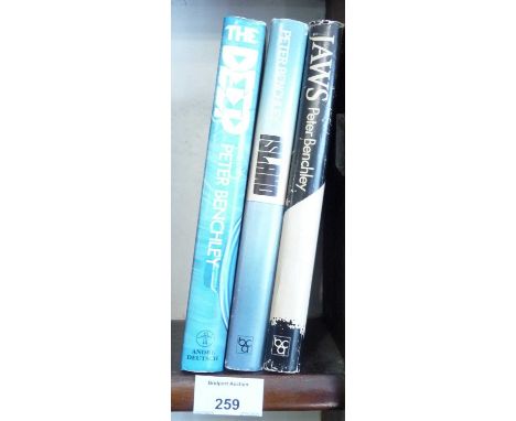 "Jaws" 1975 (Book Club Edition), 2The Island" and "The Deep" 1976, 1st Edition by Peter Benchley