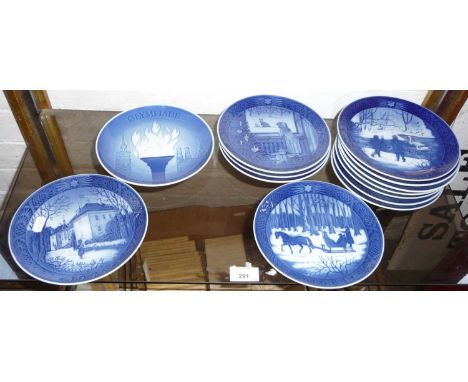 Thirteen Royal Copenhagen Christmas wall plates