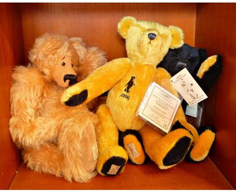 Three Deans rag book collection club teddy bears, two with C.O.A's