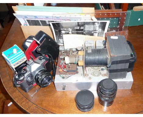 A Praktica MTL 50 camera and two Pentacon lenses together with a scratchbuilt TV camera constructed by a schoolboy