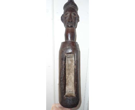 Tribal Art - African, Congo, Bembe slit gong with carved head