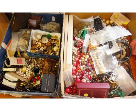 Two boxes of costume jewellery 