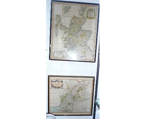 A Robert Morden map of Gloucestershire, original hand coloured with centre fold together with a map of the Kingdom of Scotlan