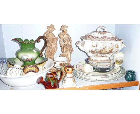 Masons china tureen, mixing bowls, meat platters, jug and basin and other china &amp; pottery 