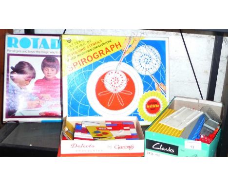 Rotadraw game, Spirograph and two boxes of lego 