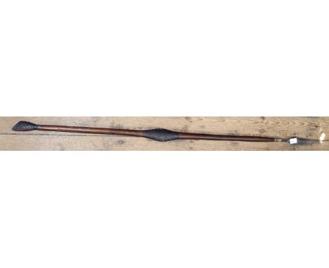 Tribal Art - African spear with carved rosewood shaft, 130cm long (cannot be posted overseas)