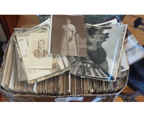 Postcard collection in a shoe box 