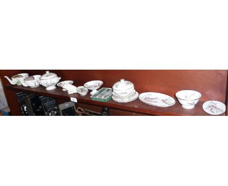 Victorian child's china dinner set with two tureens, cutlery and two china invalid cups