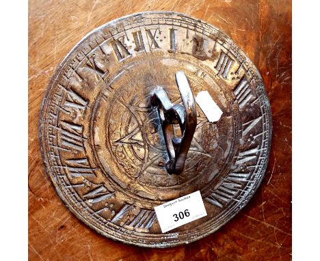 Cast metal sundial 7" diameter