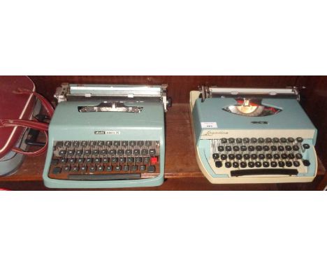 Olivetti Lettera 32 portable typewriter and an Engadine similar