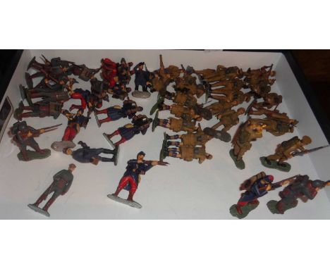 Painted lead soldiers - WW1, 1914, British, French and German infantry figures