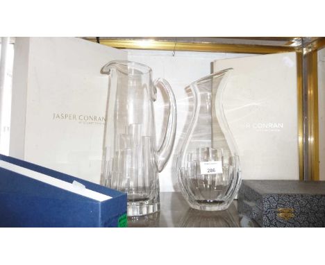 Jasper Conran at Stuart Crystal "Ice" carafe and martini pitcher, together with cased sets of cutlery knives.