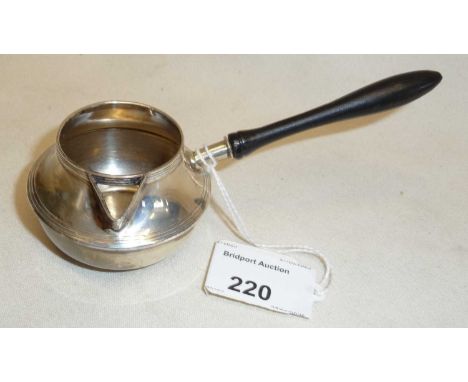Silver 'pipkin vermeil' brandy warmer 1913. London maker, 50g with a turned wood handle