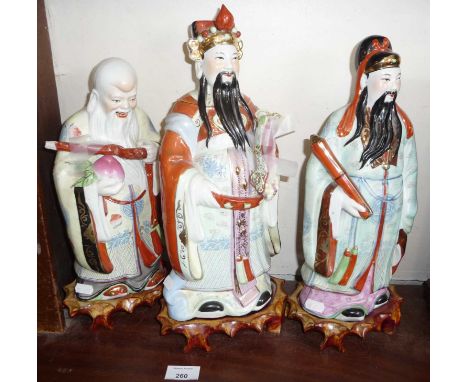 Three modern Chinese porcelain figures of Deities (A/F)