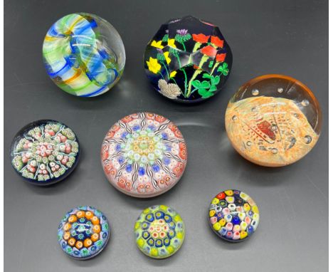 A Collection of art glass paperweights; Caithness Glass 'Hedgehog' made by S Sinclair 2011, Caithness 'Ribbons', Caithness 'L