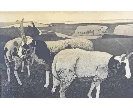 Alfons Bytautus (RSA)Original etching ''Jacob Sheep'', signed.33/35[Frame 55x65cm] 