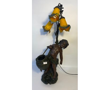 A Reproduction large cherub three branch table lamp [99cm] 