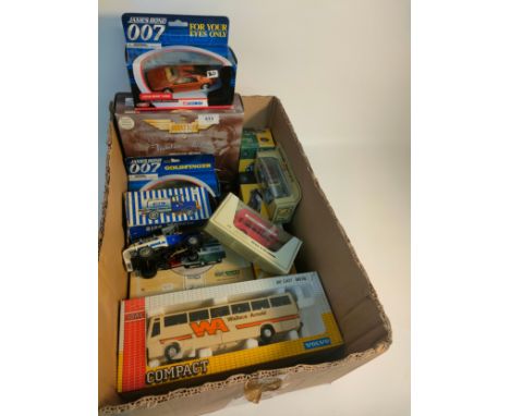 A Boxed of various models; Corgi James bond &amp; model trucks 