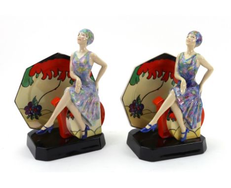 A pair of Kevin Francis Ceramics figures 'Tea with Clarice Cliff', No 555 & 1763/2000 (2).
