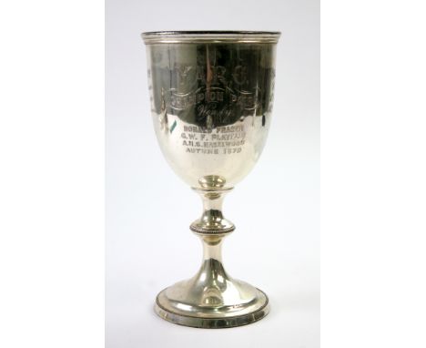 An American silver trophy, circa 1879, detailed sterling, inscribed 'Y.A.R.C Champion pairs won by ..... Autumn 1879', and fu