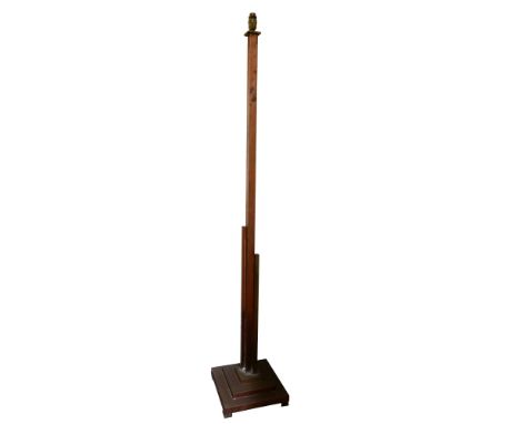 An Art Deco copper and brass standard lamp, of square section, on a stepped square base, 163cm high.