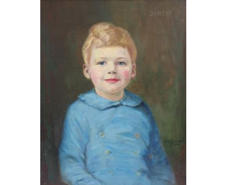 Johannes Josseaud (Dutch, 1880-1935), A portrait of a Jantje, signed and dated 'Joh, Josseaud 1934' (lower right) and titled 