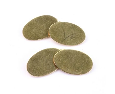 A pair of 18ct yellow gold oval panel cufflinks, Birmingham 1902, 11.5g.