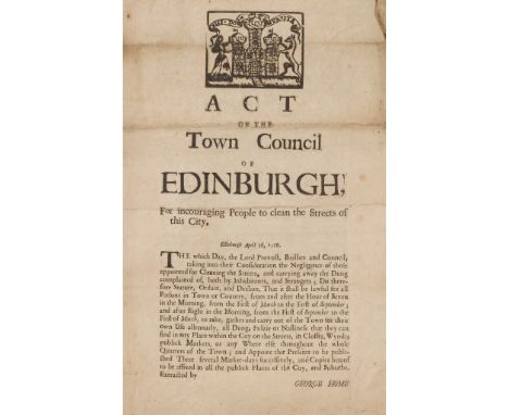 Edinburgh Town Council and other rare Edinburgh items, comprising [Scotland, Charles II] Act Rescinding two Acts, Past in the