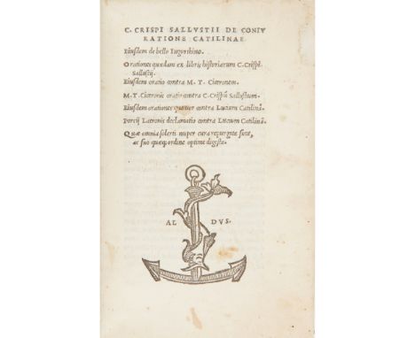 Sallustius Crispus, Gaius De coniuratione Catilinae. Eiusdem de bello Iugurthino [Venice: in the house of Aldus and Andrea To