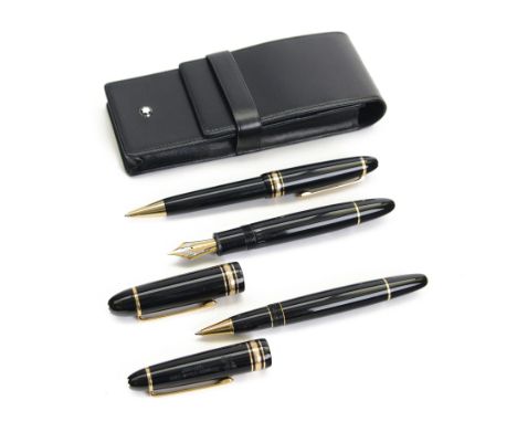 Montblanc Meisterstuck No. 149 black and gold coated fountain pen, 18ct gold nib, piston refill, serial no. HY2508550, Montbl