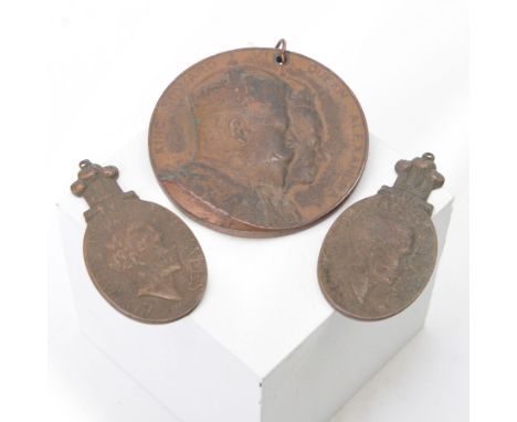 Two Edward Prince of Wales Visit to Bombay 1921 oval bronze medals, the obverse with bust of Edward Prince of Wales, the reve
