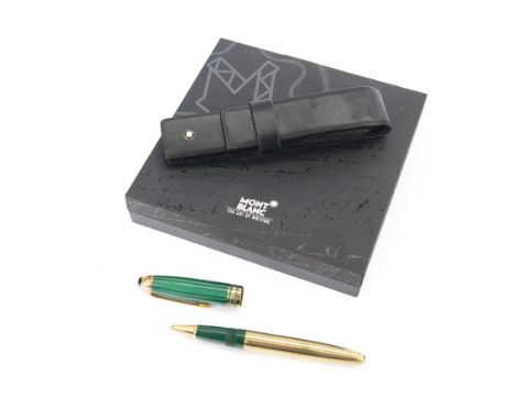 Montblanc Meisterstuck Czar Nikolai I Malachite rollerball pen, with malachite lid and solid silver, stamped 925, gold plated