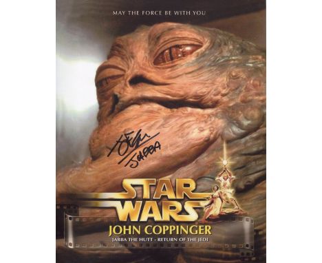 Star Wars: 8x10 photo signed by puppeteer John Coppinger, who was responsible for the iconic Jabba the Hutt. Good Condition. 