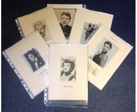 Music and Movies collection six, 11x8 approx mounted signatures pieces includes Buddy Greco, Pearl Bailey, Billy Daniels, Hea