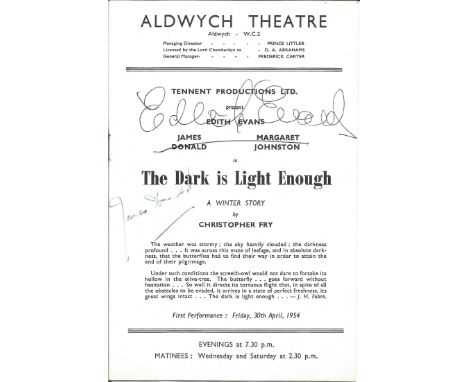 Theatre vintage programme Aldwych Theatre The Dark is Light Enough A Winter Story 1954 production signed cast members Edith E