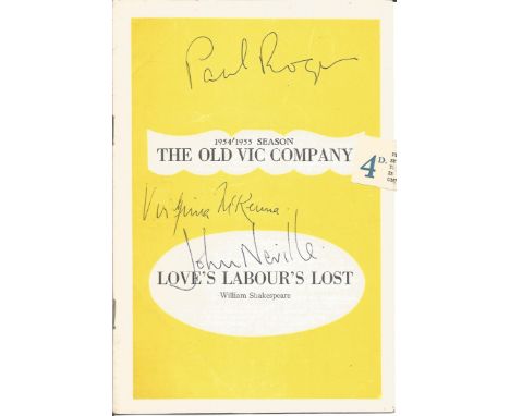 Theatre vintage programme The Old Vic Company 1954 1955 season Loves Labours Lost signed on the cover by cast members Paul Ro
