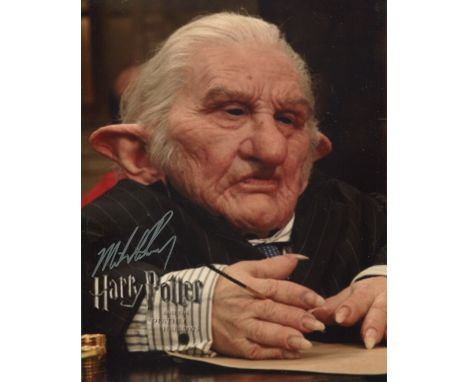 Harry Potter. 8x10 inch photo signed by Harry Potter movie actor Michael Henbury who played Gringot's Goblin in the films. Go