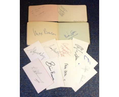 Music and TV Collection 2 vintage autograph books and 15 signed white cards includes 1960s household names such as Dave Berry