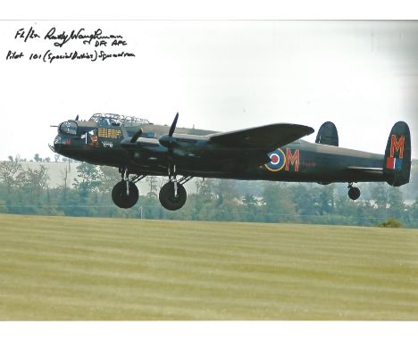 Ww2 Bomber Pilot 8x12 Inch Photo Signed By Rusty Waughman DFC, Who Flew Lancaster Bombers With No101 Special Duties Squadron 