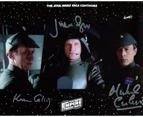 Star Wars multiple signed. 8x10 photo signed by THREE actors who have played empire officers in the first three Star Wars mov