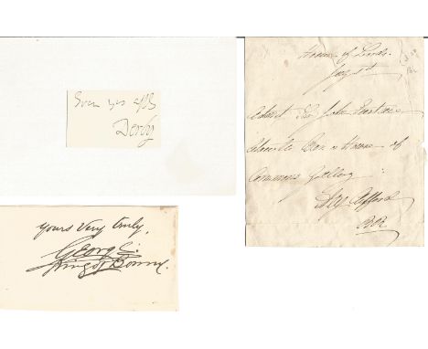 Vintage autographs George inscribed King of Bonny, Lord Derby not sure which one signed piece fixed to larger page, plus Alex