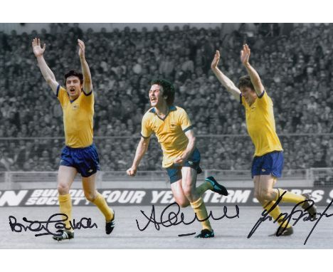 Football Autographed Arsenal Photo, A Superb Photo Depicting A Montage Of Images Showing Arsenal's Goalscorers Talbot, Staple