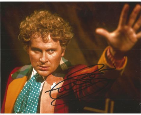 Colin Baker Dr. Who hand signed 10x8 photo. This beautiful hand signed photo depicts Colin Baker as the 6th Doctor in the hit