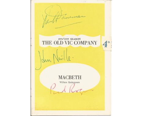 Theatre vintage programme Macbeth The Old Vic Company 1954 1955 season signed on the cover by cast members Paul Daneman, John