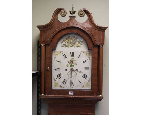 Inlaid mahogany and oak eight day longcase clock, with painted dial Tho. Gadsby, Leicester, overall height 210cm.